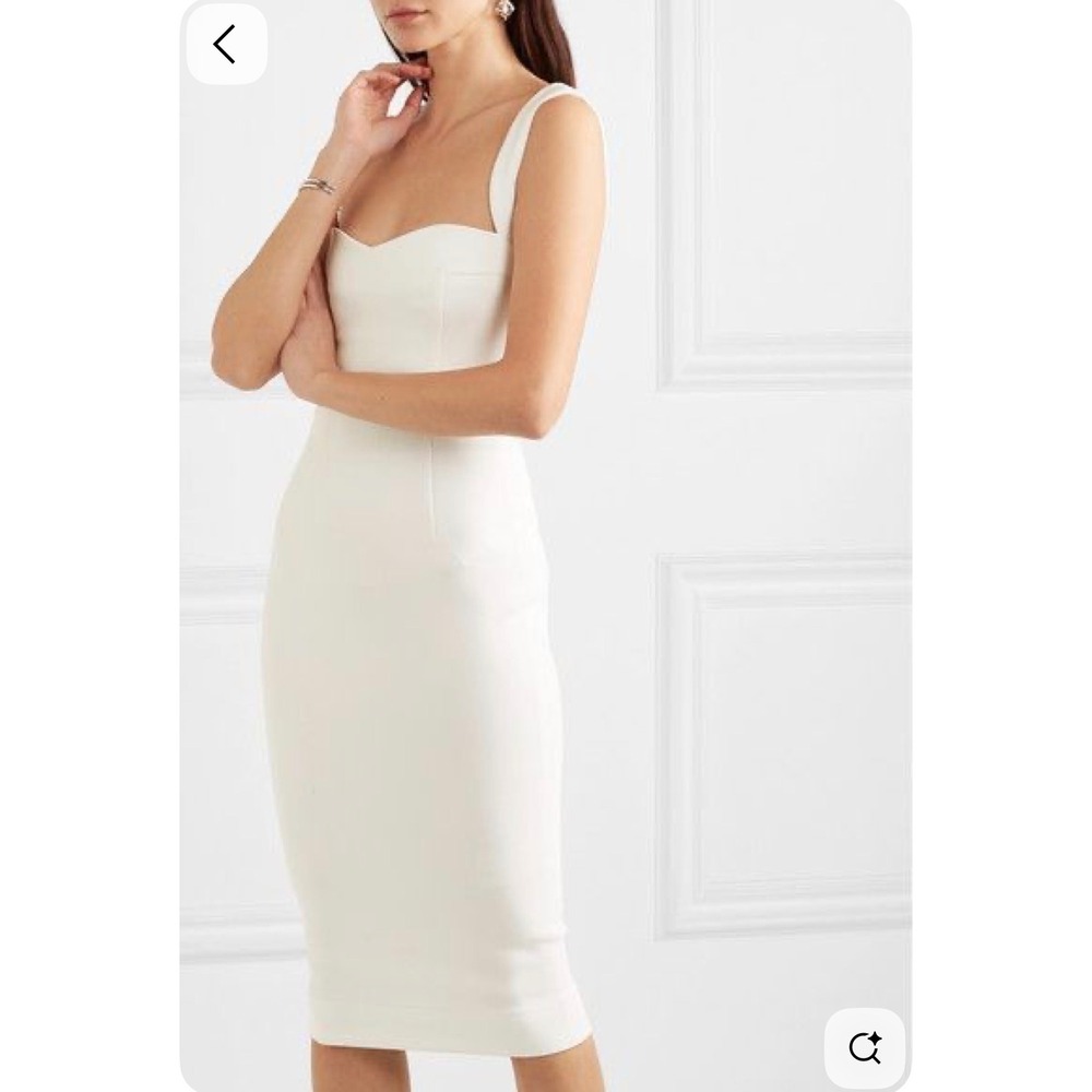 Victoria Beckham Cream Sweetheart Cowl Neck Midi Sheath Dress Back Zip Sz 2 - Picture 12 of 12